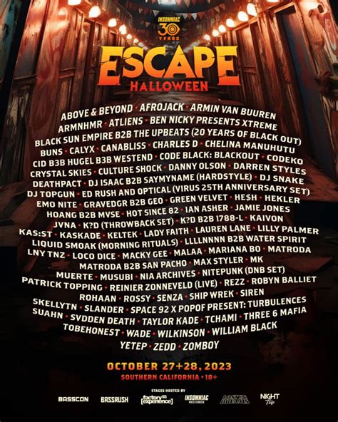 escape halloween 2023 lineup reddit